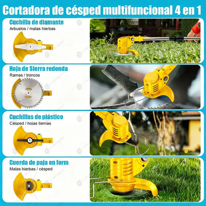 Desbrozadora Inalámbrica Eléctrica Pasto Podadora Plegable Amarillo - Metacompras