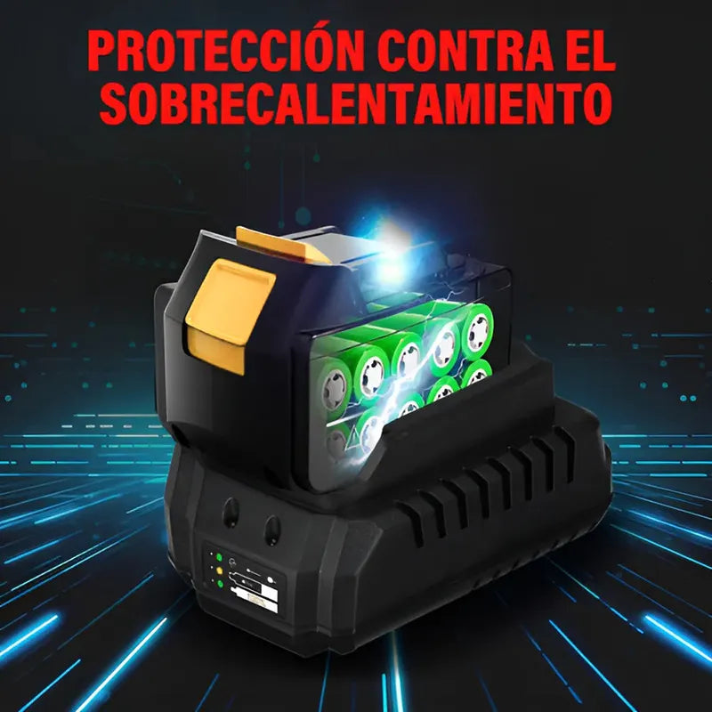 Kit Completo de Llave de Impacto Inalámbrica 1600nm con 2 Pilas Amarillo - Metacompras