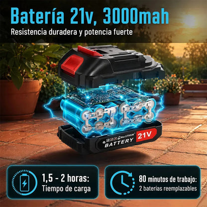 Motosierra y Tijera Eléctrica para Poda de Altura con Baterías y Barra Telescópica