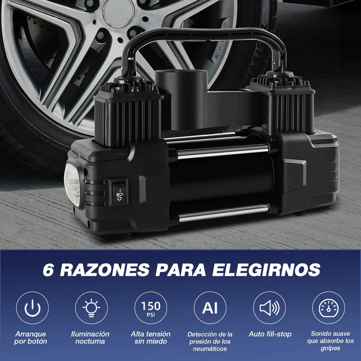 Compresor Inflador de Alta Potencia para Auto y Moto - Bomba Eficiente