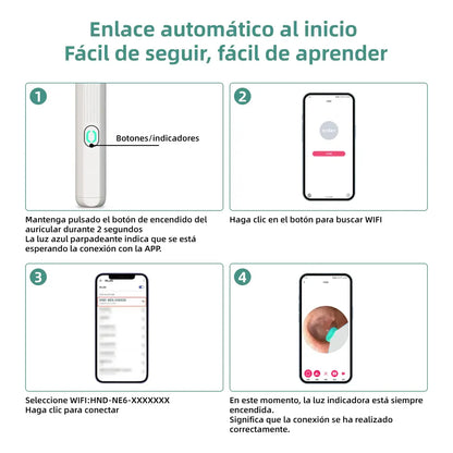 Limpiador de Oídos Inteligente con Cámara HD y Luz LED para Seguridad