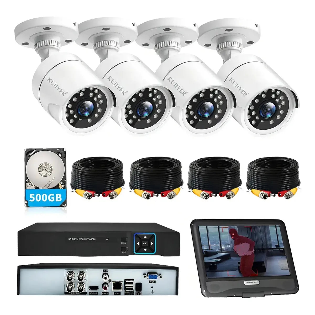 Kit de Cámaras de Seguridad 4 Cámaras 5MP con Visión Nocturna y DVR