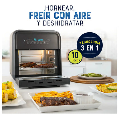 Freidora de Aire de 10L con Funciones de Freír y Deshidratar - Metacompras