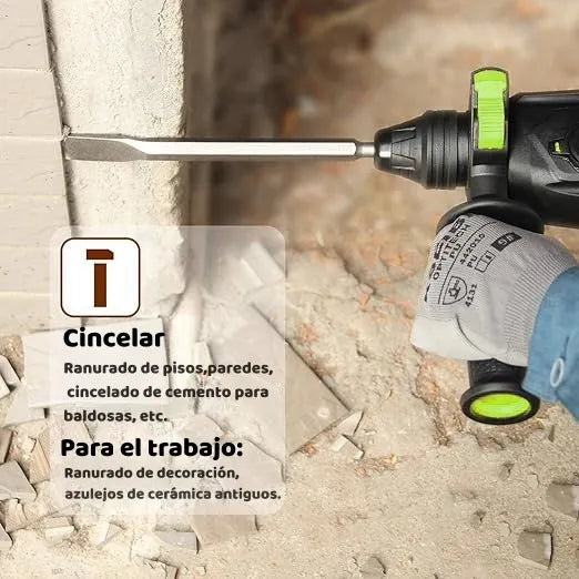 Martillo Rotativo Inalámbrico 1000W con 2 Baterías y Cargador Rápido