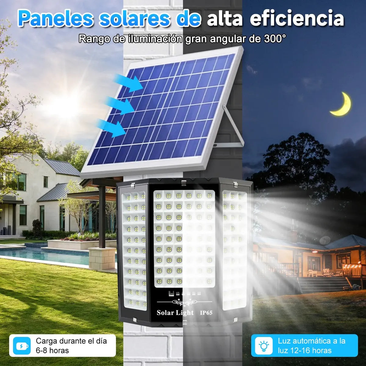 Reflector Solar 2500W Impermeable con Control Remoto y Alta Iluminación