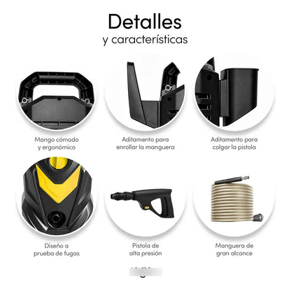 Electric Pressure Washer 1200W 1700 PSI High Pressure 390L/h Yellow