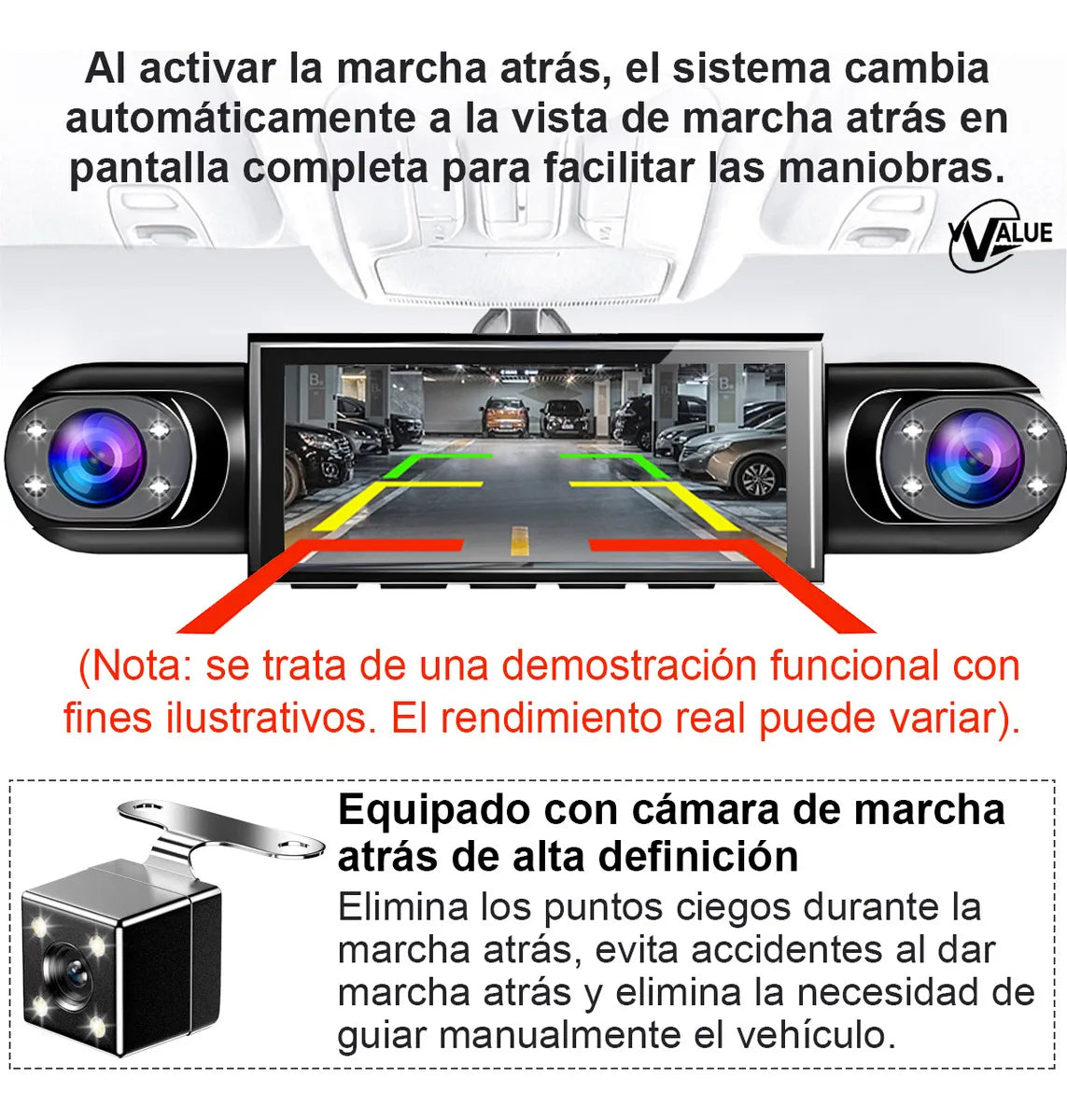 Cámara para Auto con Visión Nocturna y Luz LED - 64GB Incluidos