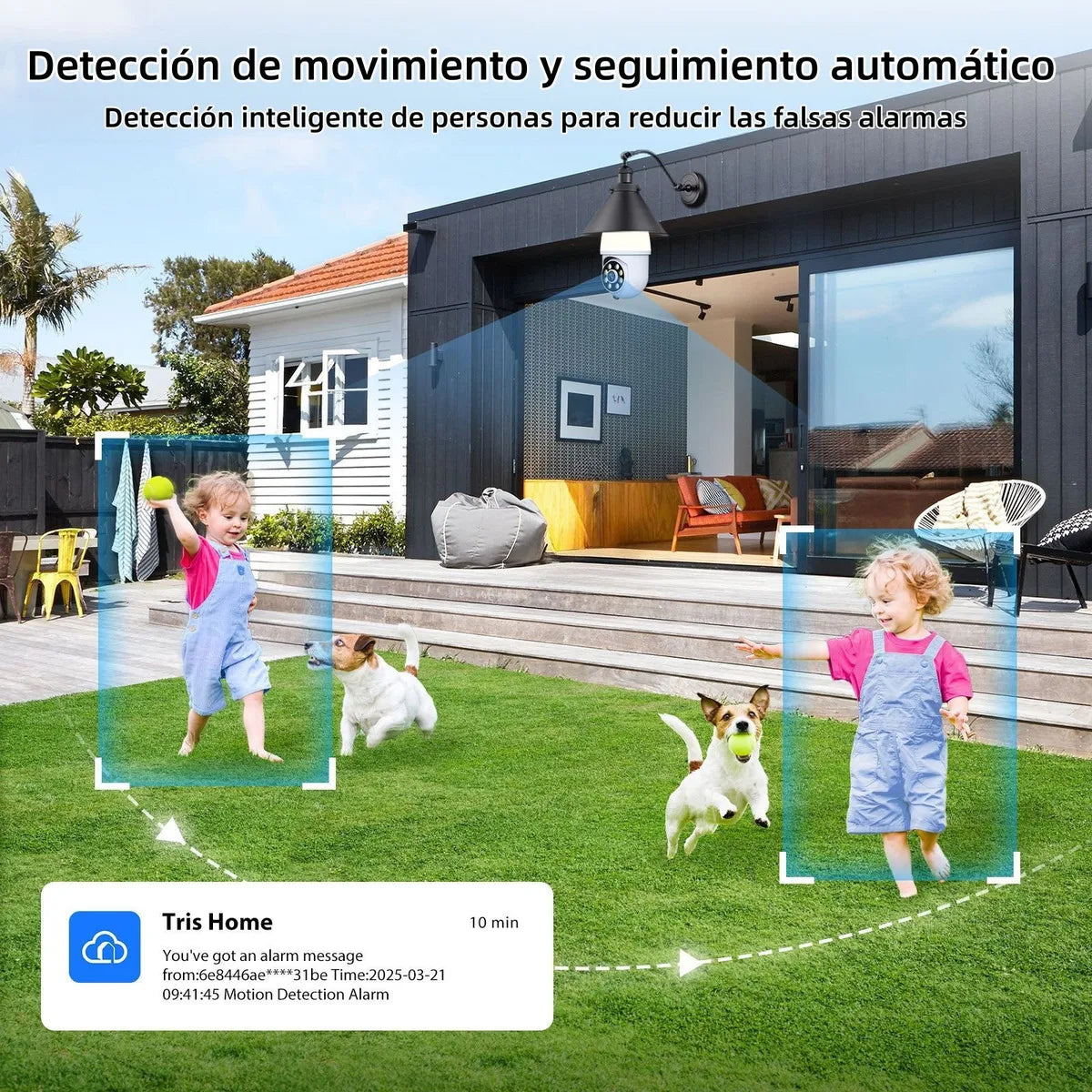 Cámara de Seguridad Wifi HD 360° con Visión Nocturna y Alarma - 2 Piezas - Metacompras