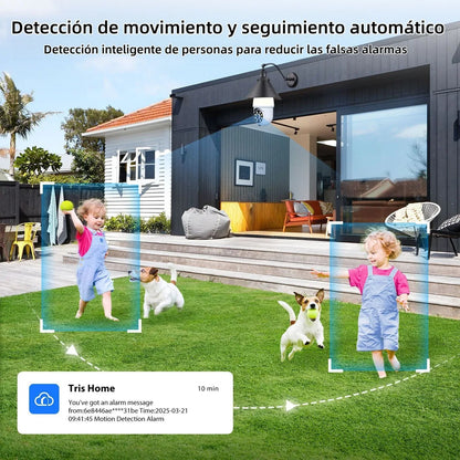 Cámara de Seguridad Wifi HD 360° con Visión Nocturna y Alarma - 2 Piezas - Metacompras