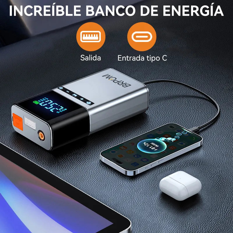 Arrancador de Batería Portátil 26800mAh con Inflador Inteligente 150psi