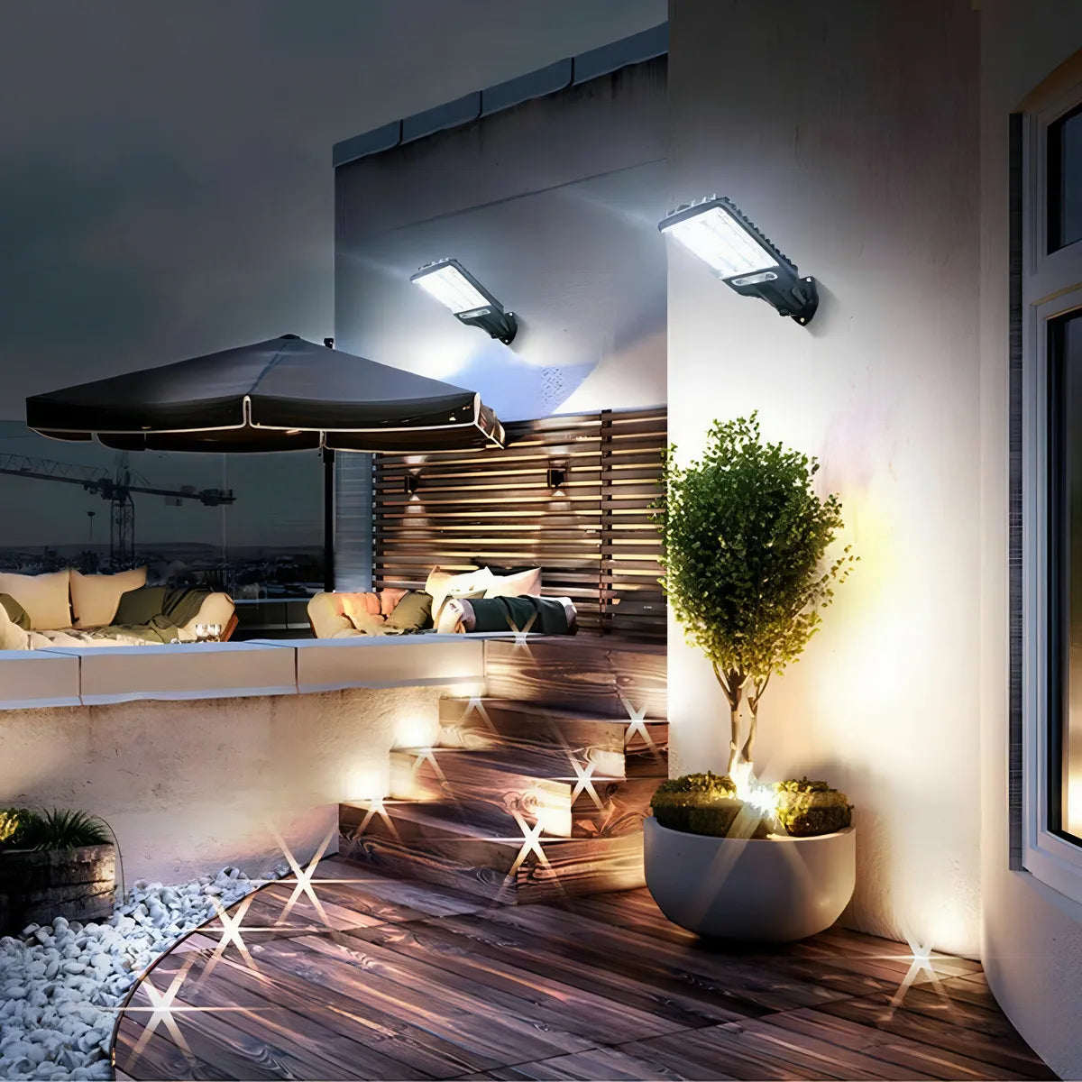 Lámpara Solar Exterior De Pared 120 Cob Con Sensor Inteligente - Metacompras