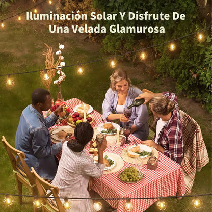 Lámpara Solar de Cuerda 20m con Mando a Distancia para Jardín - Metacompras