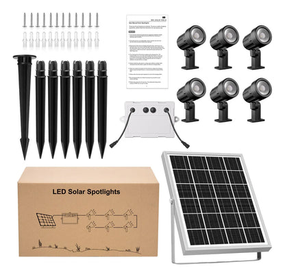 6 En 1 Lámpara Solar Para Jardín Led Reflectores Impermeable