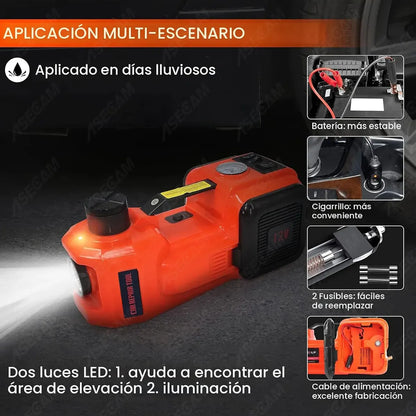 Gato Hidráulico Eléctrico 12v 5 Ton Kit Completo 5 en 1 para Automóviles