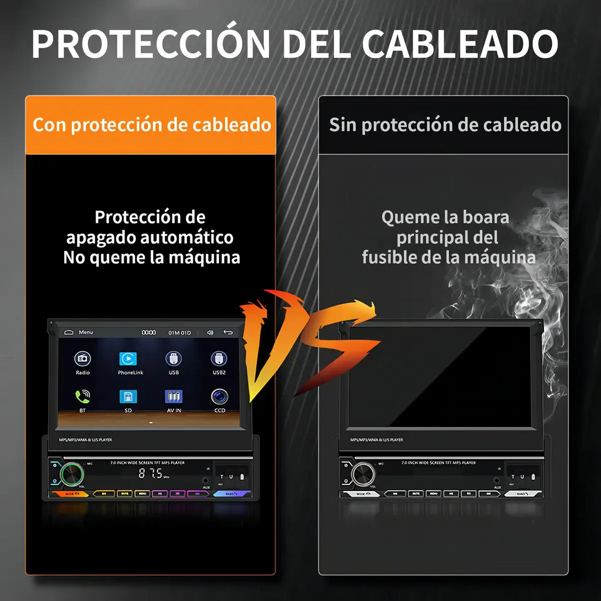 Retractable 7" Car Stereo with Android 13, CarPlay, and WiFi