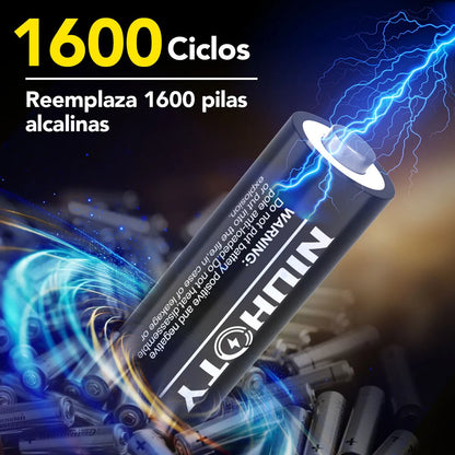 Cargador de Baterías Recargables con 8 Baterías AA - Carga Rápida en 3 Horas - Metacompras