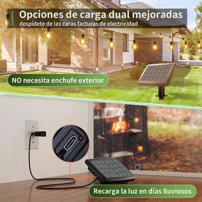 Lámpara Solar de Cuerda 20m con Mando a Distancia para Jardín - Metacompras