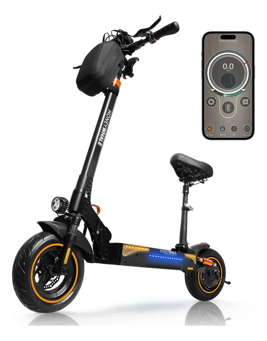 Scooter Eléctrico Plegable 750W 45KM/H con Asiento Desmontable y Luz Ambiental - Metacompras