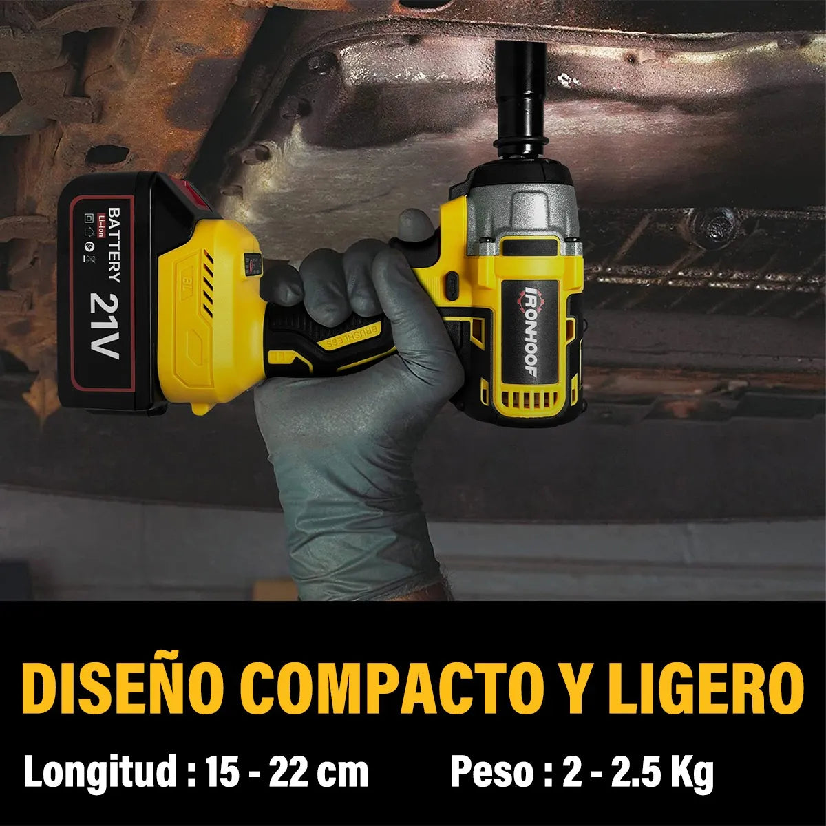 Pistola Llave De Impacto Inalámbrica 500W Amarilla - Potente y Versátil - Metacompras
