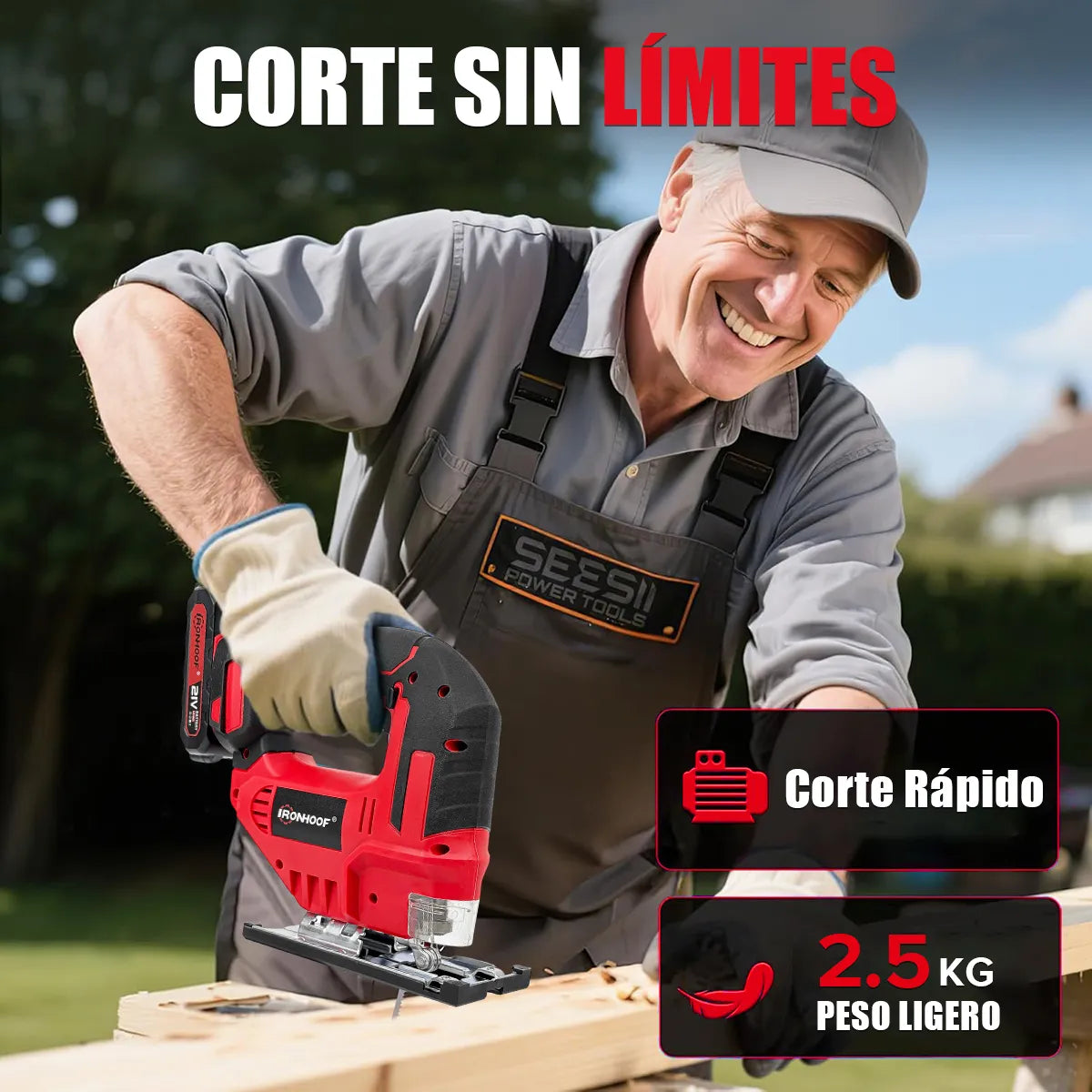 Sierra Caladora Inalámbrica 21V para Madera y Metal - Potente y Versátil - Metacompras