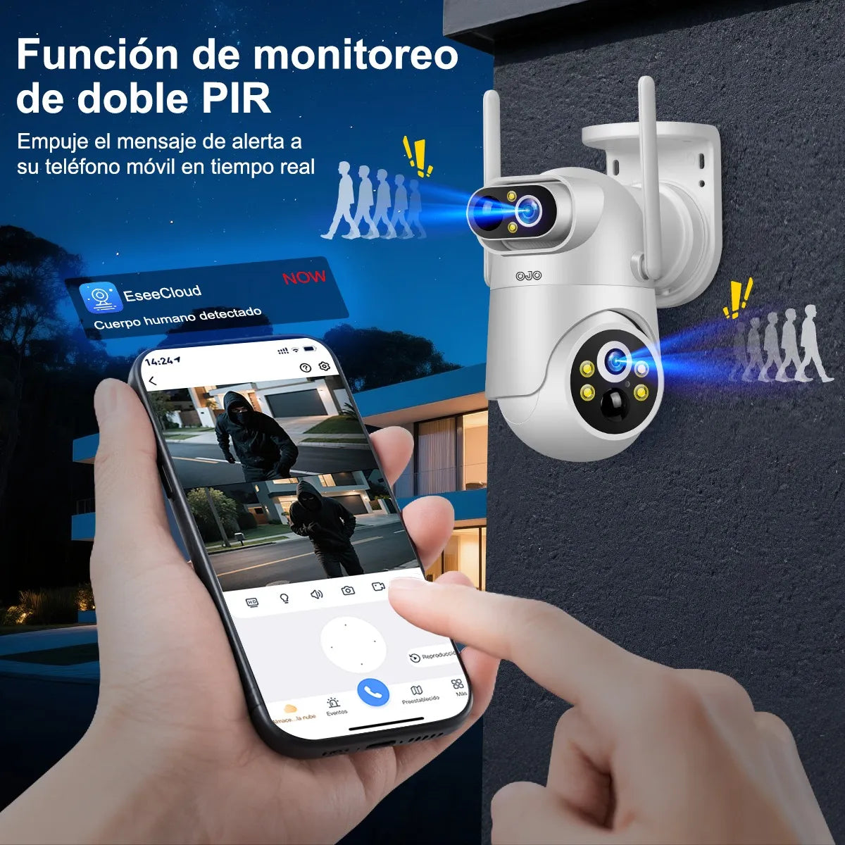 Cámara de Seguridad Solar 12MP con Doble Lente y Pantalla 5G