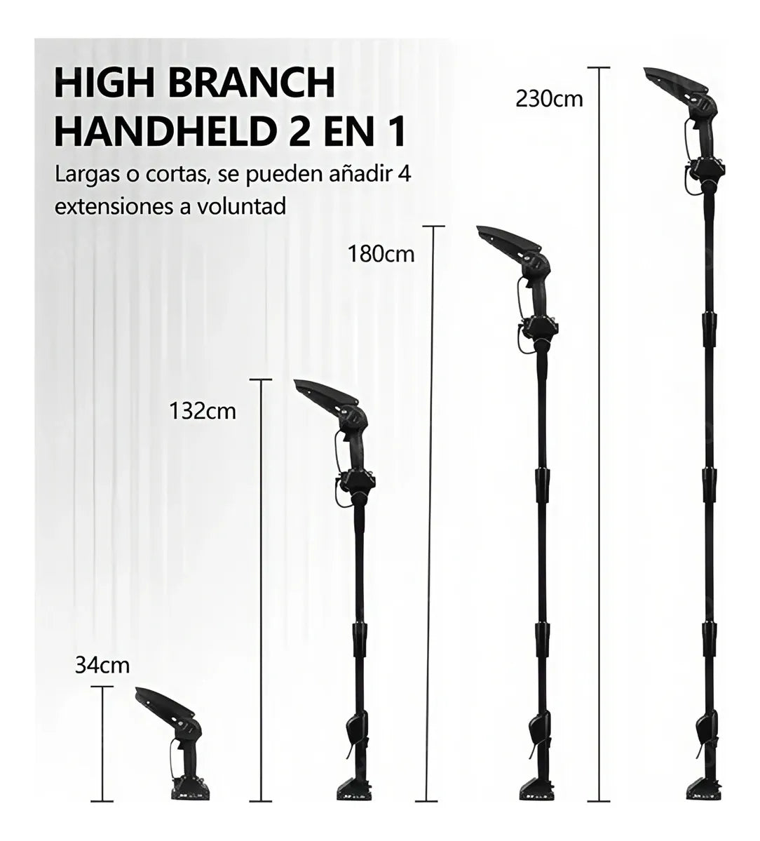 Sierra De Pértiga Mini Ajustable 2 En 1 2,3m + Paquete de Baterías 2pcs