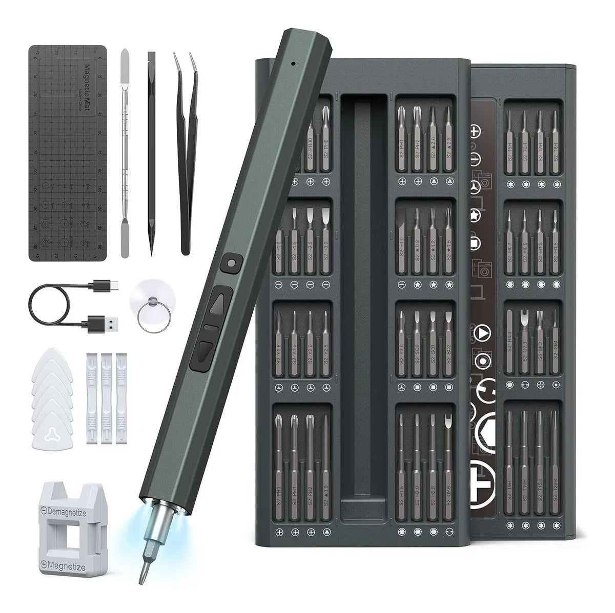 Juego de Desarmador Eléctrico Inalámbrico de Precisión 82 Pcs 200 Rpm