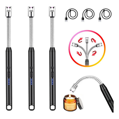 Kit de 3 Encendedores Eléctricos Recargables Multiusos para Cocina