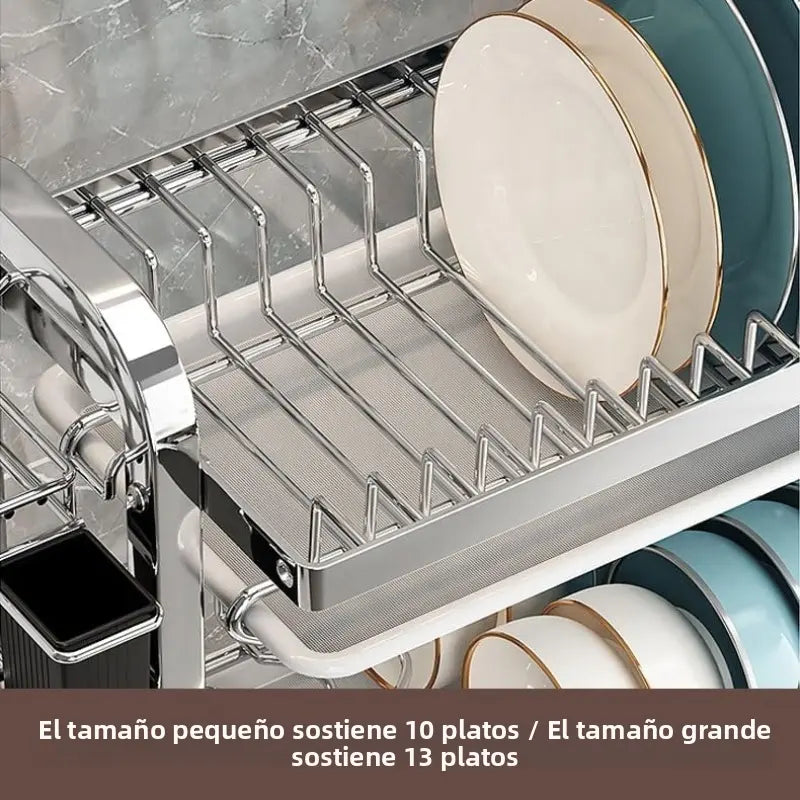 Escurridor de Trastes Multifuncional de 3 Niveles para Cocina