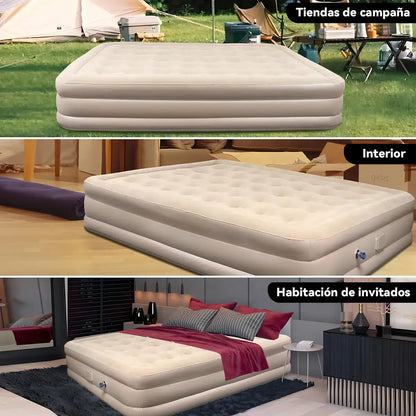Colchón Inflable Queen con Bomba Eléctrica y Almohadas, 300kg