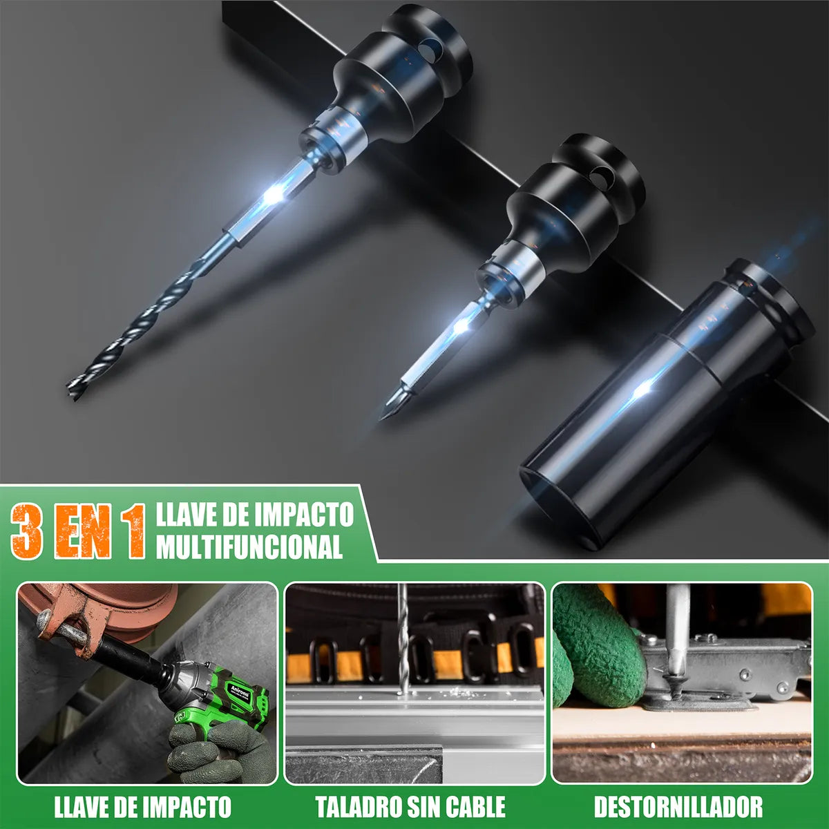 Llave de Impacto Inalámbrica con 2 Baterías - Kit Completo Anirona 3.0ah - Metacompras