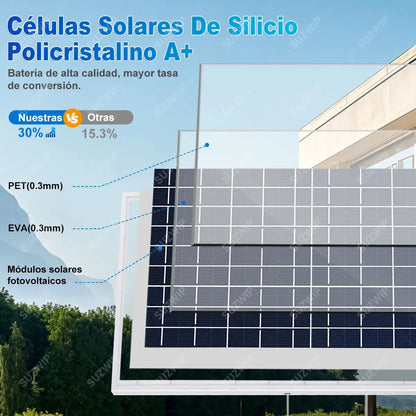 Kit de Paneles Solares 600W con Controlador y Puertos USB para Exteriores