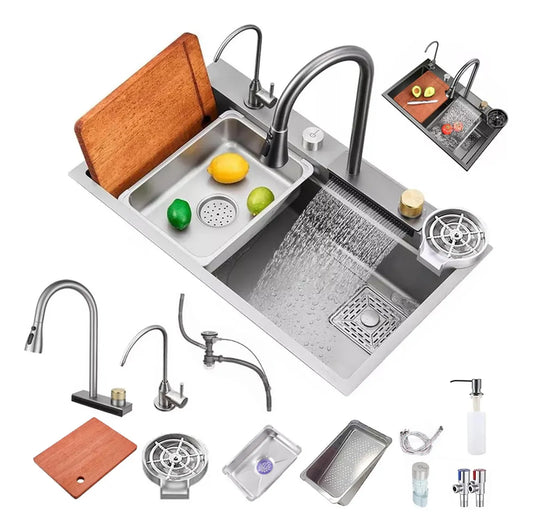 Fregadero de Acero Inoxidable Elegante y Duradero 80x45x22cm