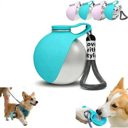 Botella de Agua Portátil 2en1 Plegable e Impermeable para Mascotas