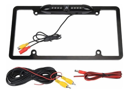 Cámara Reversa Portaplaca con 8 Luces LED y Visión Nocturna Ideal para Seguridad