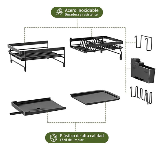 Escurridor Expandible de Acero Inoxidable para Trastes y Utensilios