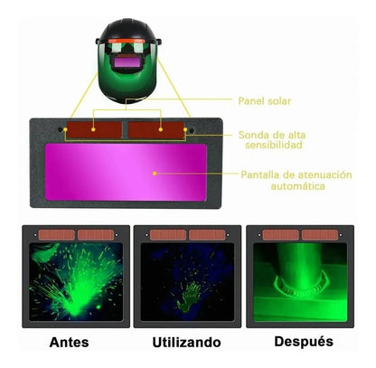 Careta Para Soldar con Oscurecimiento Automático y Pantalla Ajustable - Metacompras