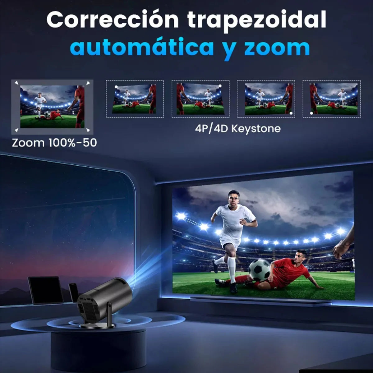 Proyector LED Mini Portátil 1080p HD con Wifi y Bluetooth Compacto