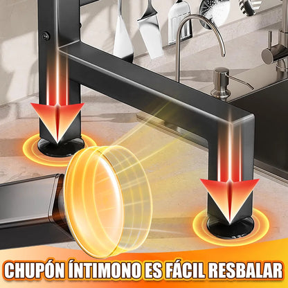 Escurridor de Trastes Negro de 2 Niveles para Fregadero Compacto