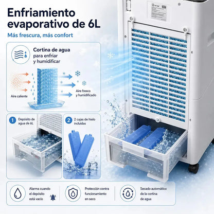 Portable Air Cooler 3 Speeds and 45° Oscillation Ideal for Summer