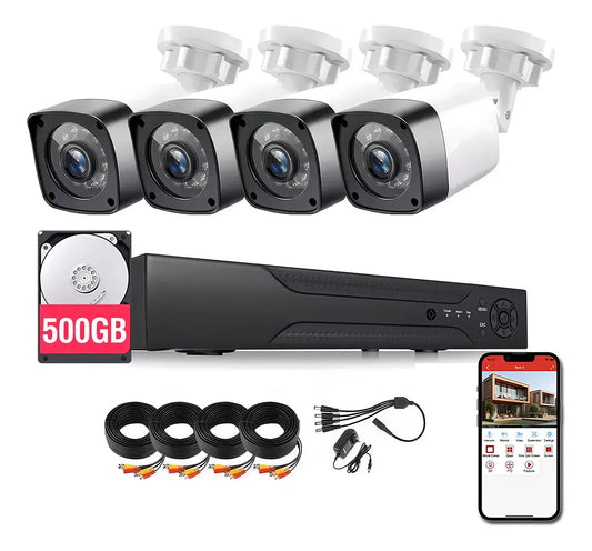 Kit Completo de 4 Cámaras de Seguridad 2MP con Visión Nocturna - Metacompras