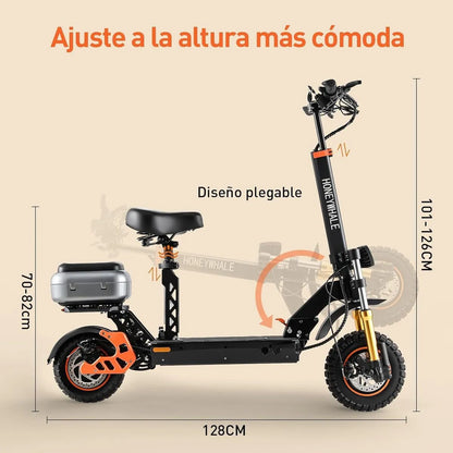 Scooter Eléctrico Plegable 1000W 60km Autonomía con Asiento y Maletero - Metacompras