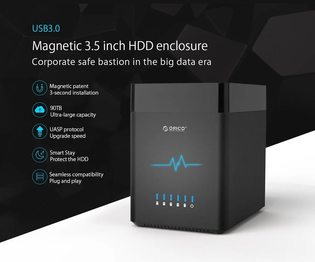 Caja para Discos Duros 5 Bahías USB 3.0 3.5" Capacidad 32TB - Metacompras