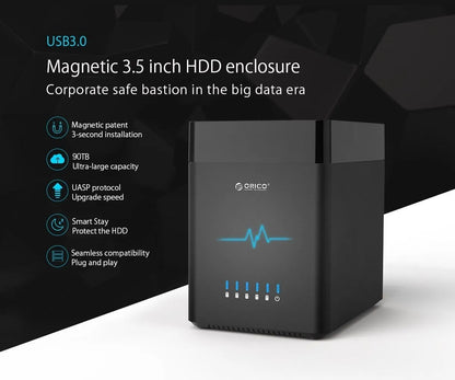 Caja para Discos Duros 5 Bahías USB 3.0 3.5" Capacidad 32TB - Metacompras