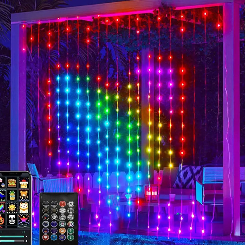 Cortina de Luces Inteligente RGB 400 LEDs Control App 2x2m