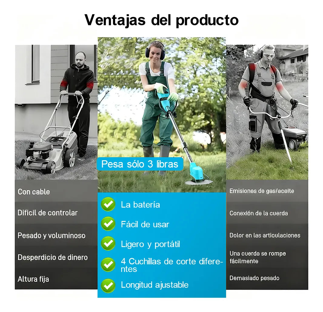 Desbrozadora Inalámbrica DBDBKing 48V 1800W con Batería y Ruedas - Metacompras