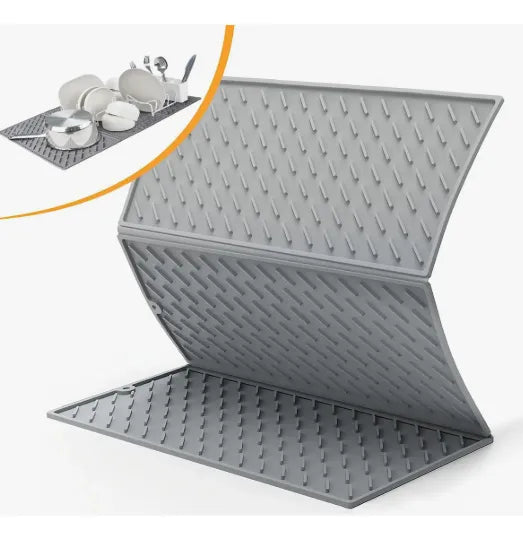 Tapete Plegable para Secar Platos en Mostrador de Cocina - Color Gris