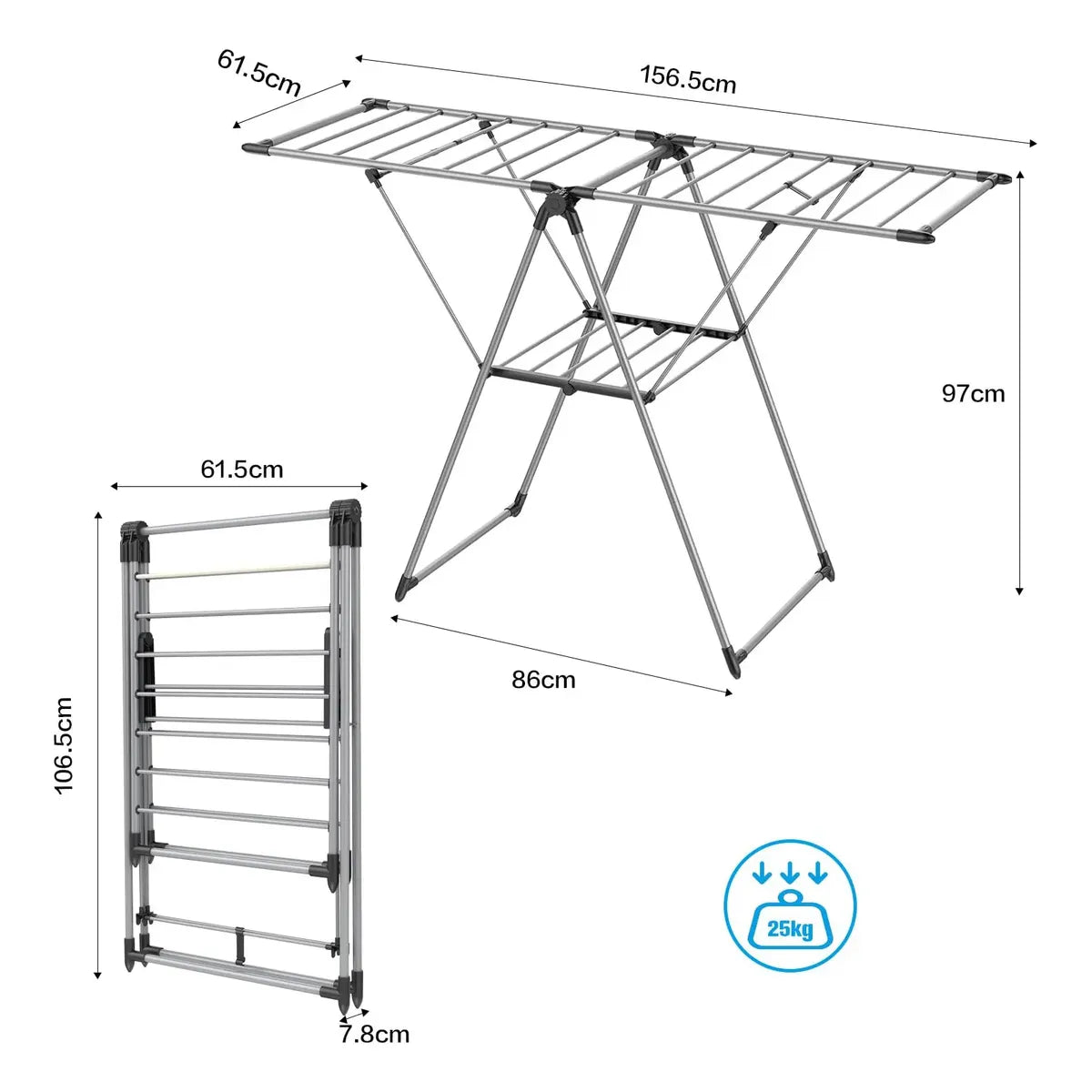 Tendedero Plegable Ajustable de Acero Inoxidable para Espacios Pequeños