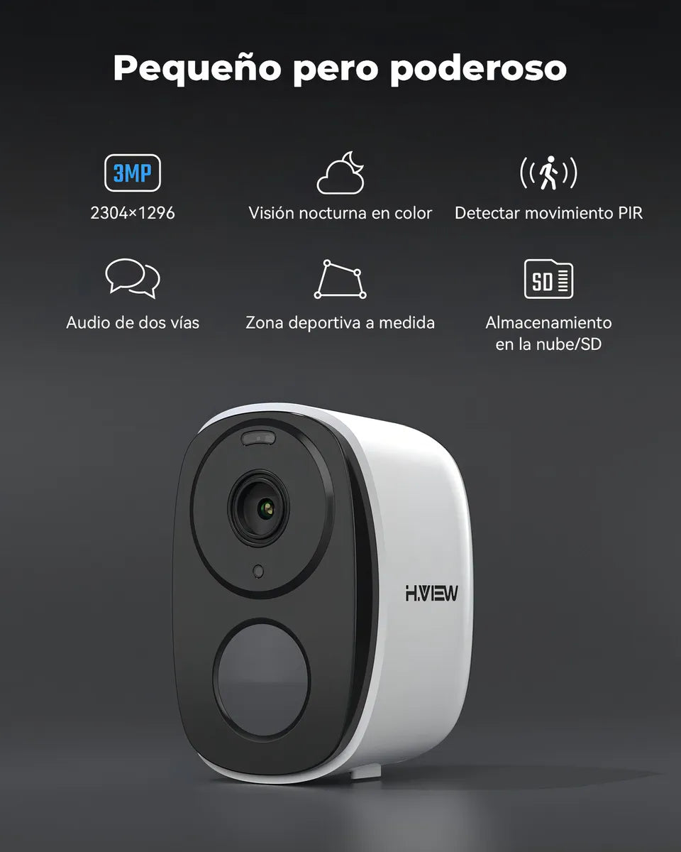 Cámara de Seguridad Solar WiFi Exterior 3MP Recargable Color Blanco - Metacompras