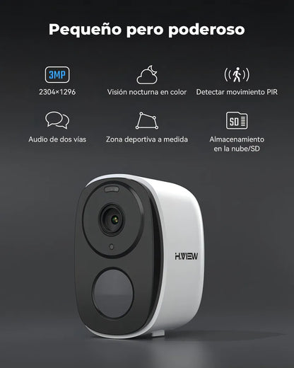 Cámara de Seguridad Solar WiFi Exterior 3MP Recargable Color Blanco - Metacompras